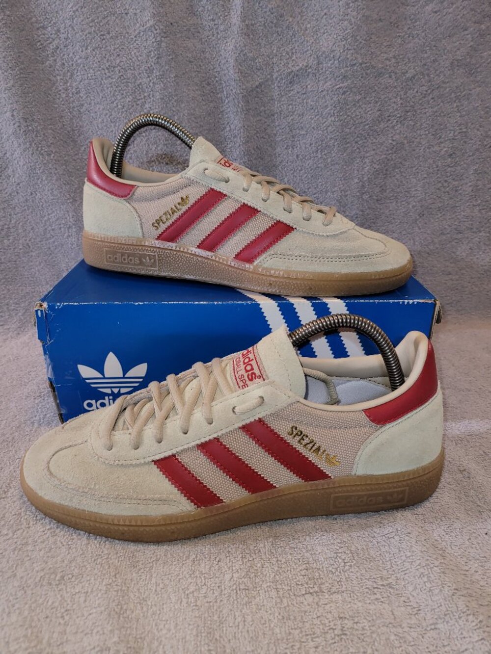 Adidas Originals Handball Spezial Putty Grey Team Victory Red IF9529 Mens Sz 7.5